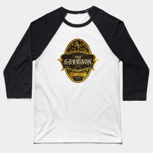The Garrison Pub Emblem Design Black and Gold Baseball T-Shirt